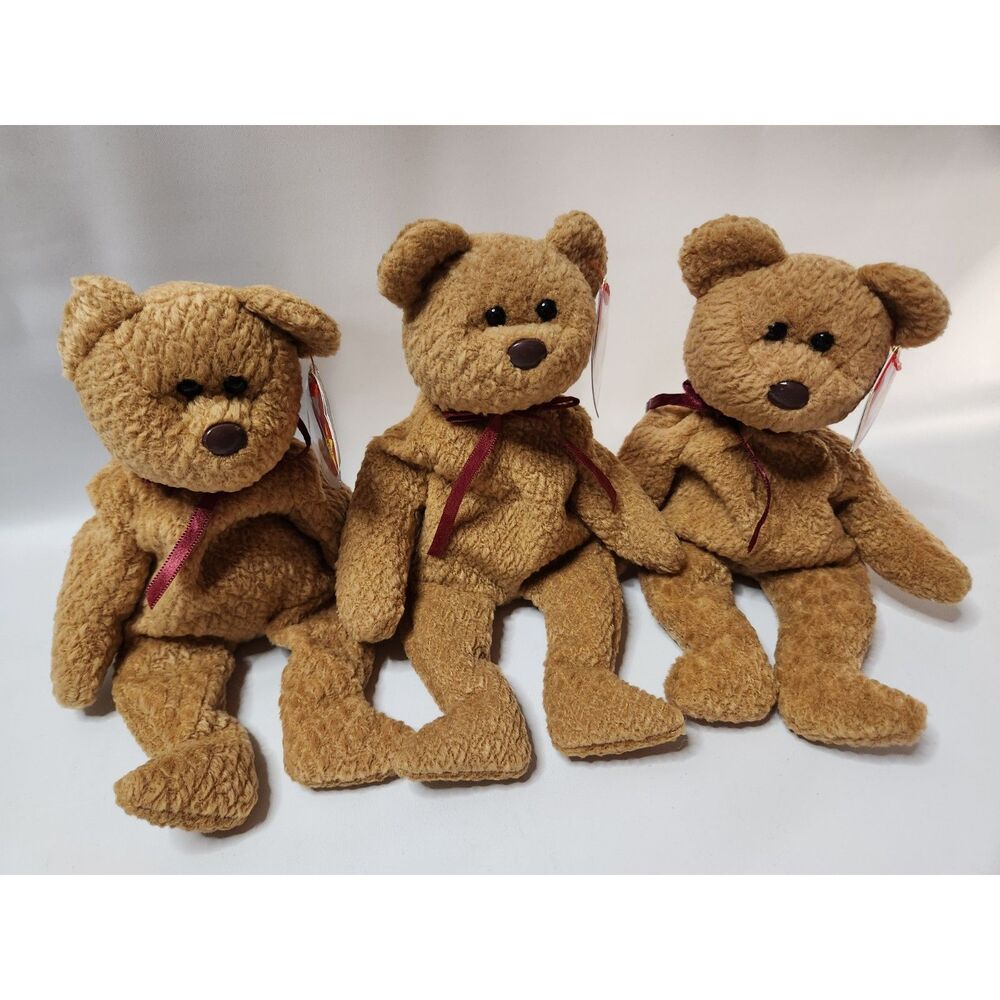 Lot of 3 Ty Beanie Baby Curly Bears 1996 – Original Hang Tags